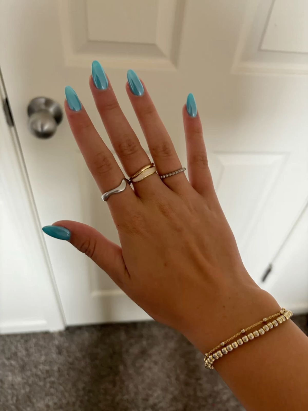 Almond geometric nail design by Aria Rose