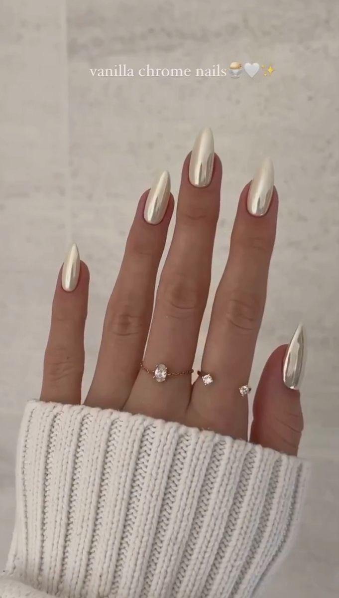 Stiletto chrome French nail design by Kayla Grace