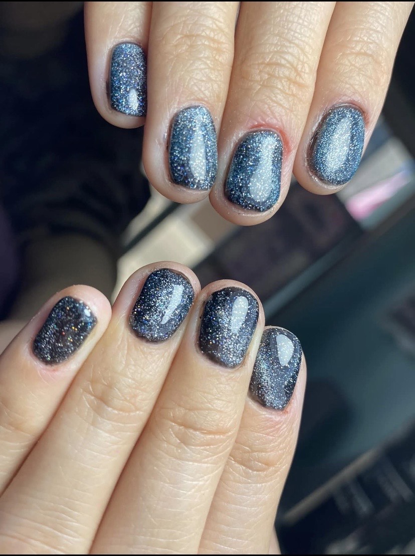 New Nails ojo de gato colour azul #nails #eyecat #black #blue #viral 