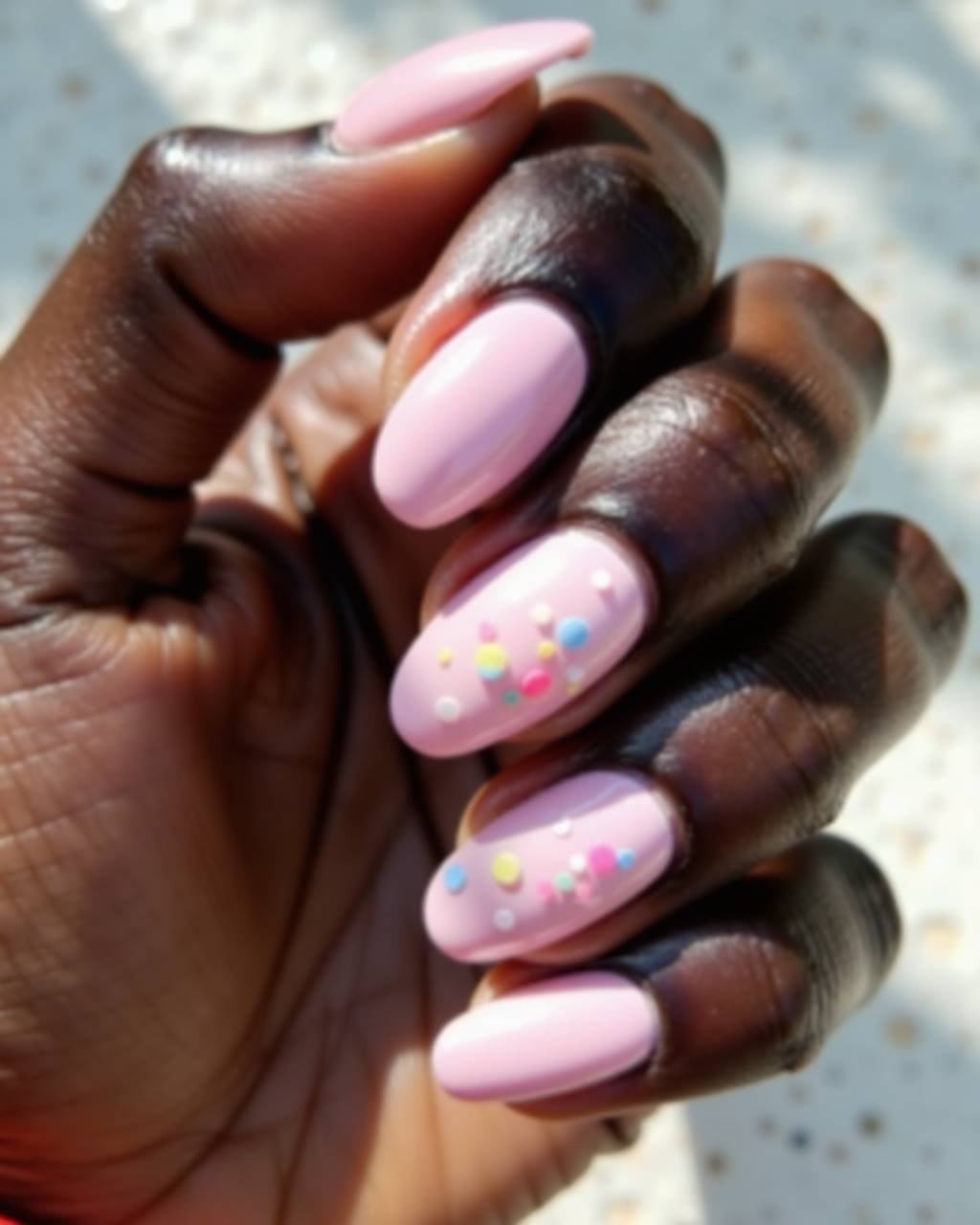 Oval glazed nail design by Zara Malik