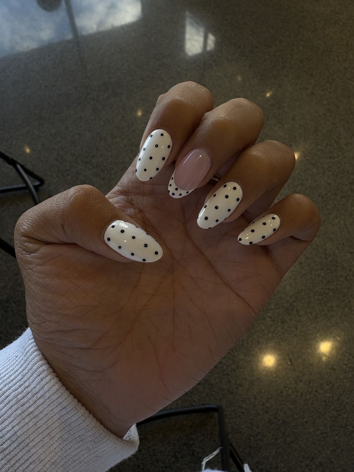 Squoval geometric nail design by Clara Bloom