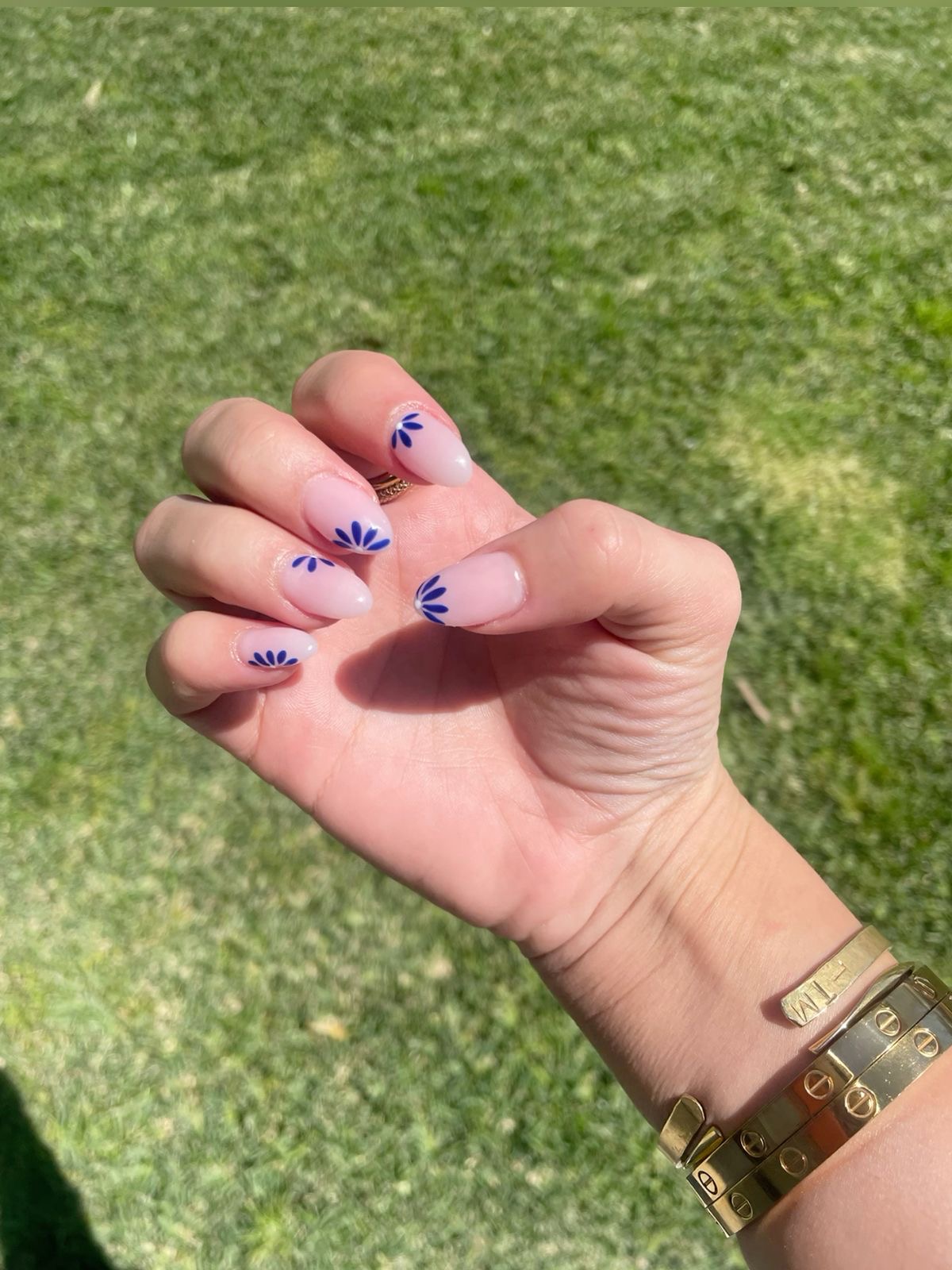 Squoval geometric nail design by Clara Bloom