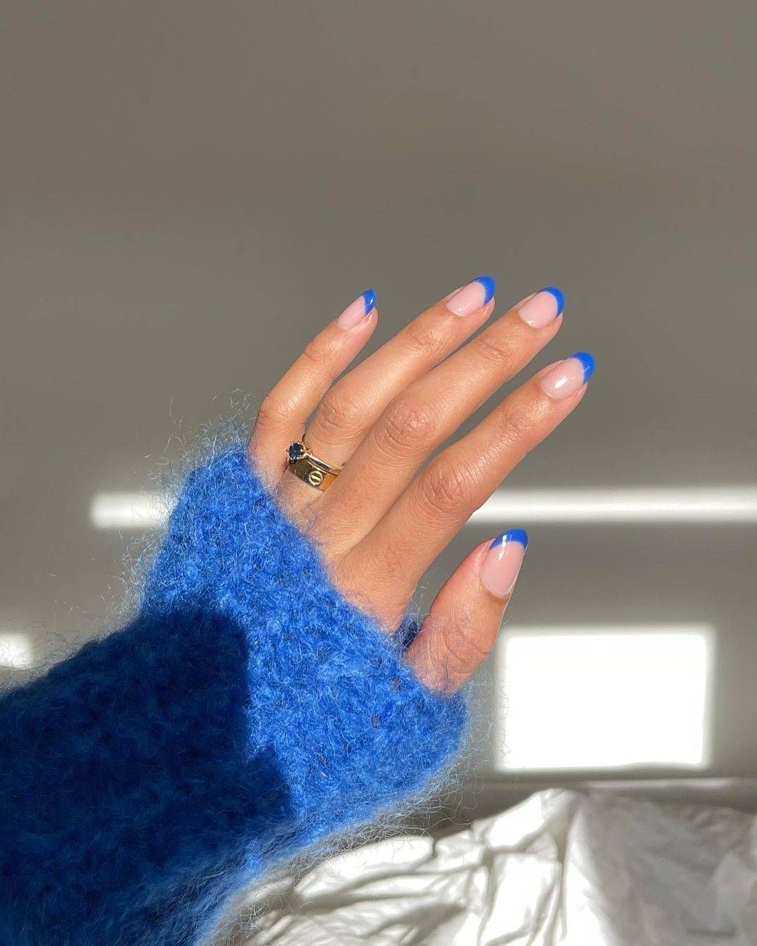 Squoval chrome French nail design by Clara Bloom