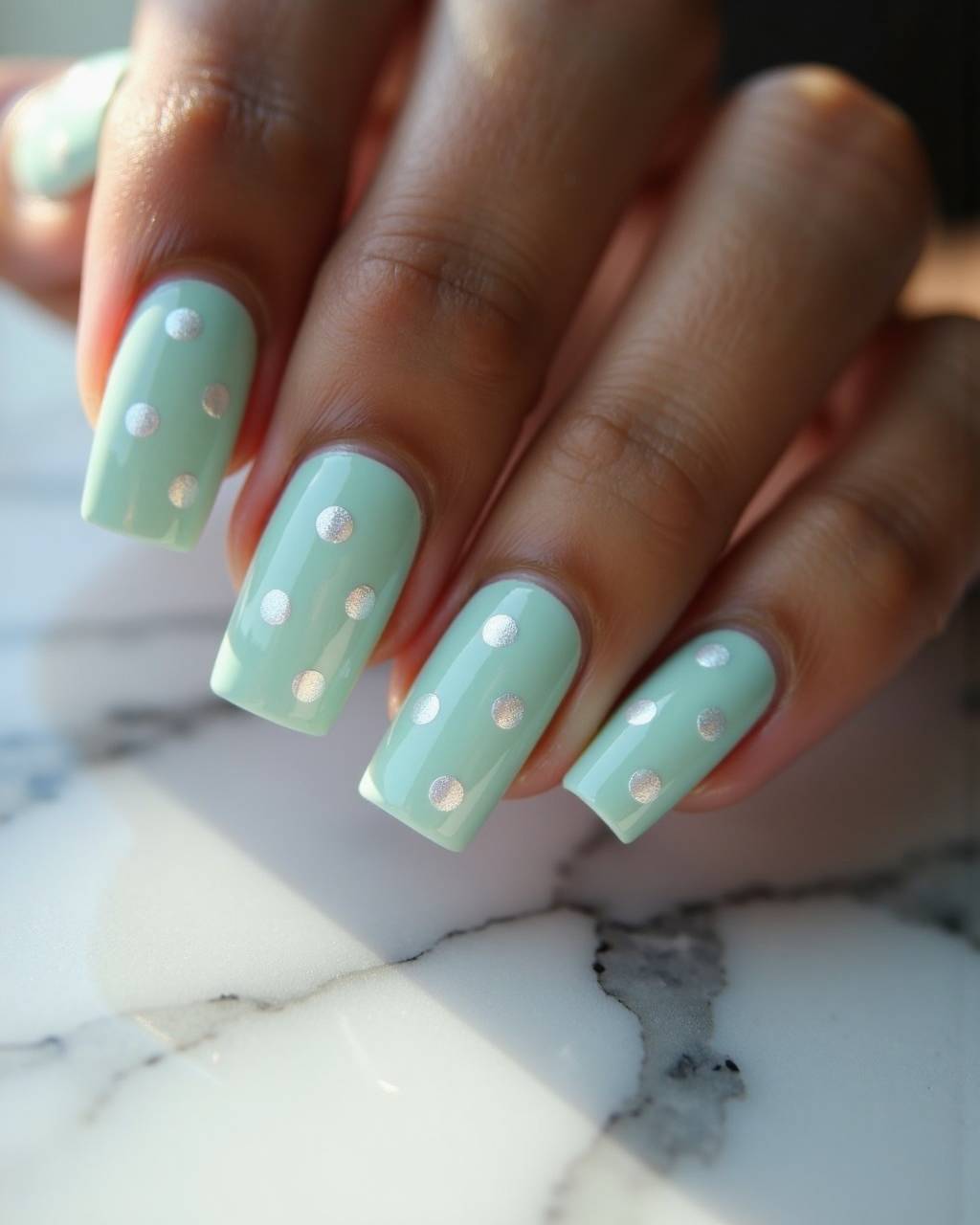 Square geometric nail design by Natalie Gomez