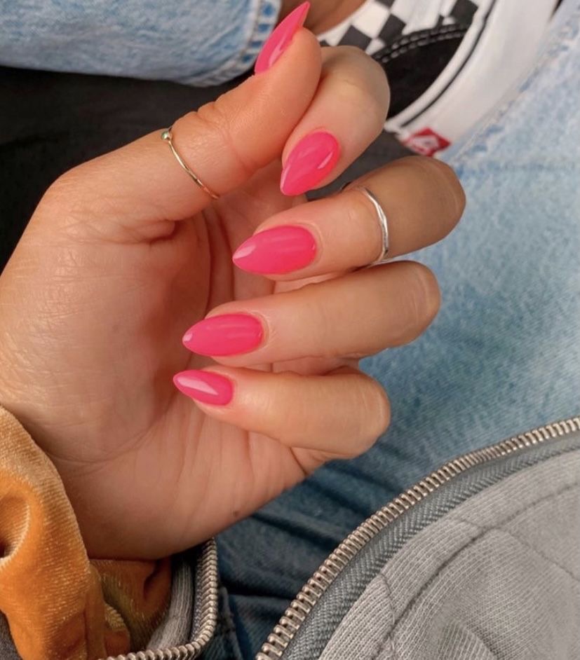 Oval rhinestone nail design by Natalie Gomez