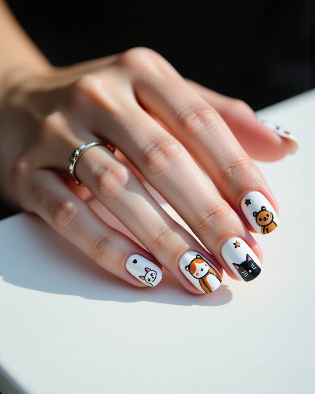 Oval character nail design by Amara Okafor