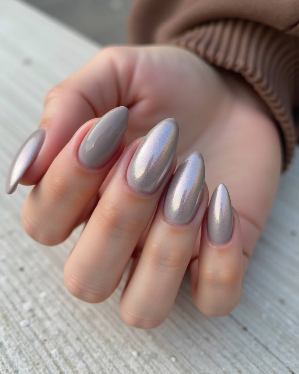 Almond glazed nail design by Amara Okafor