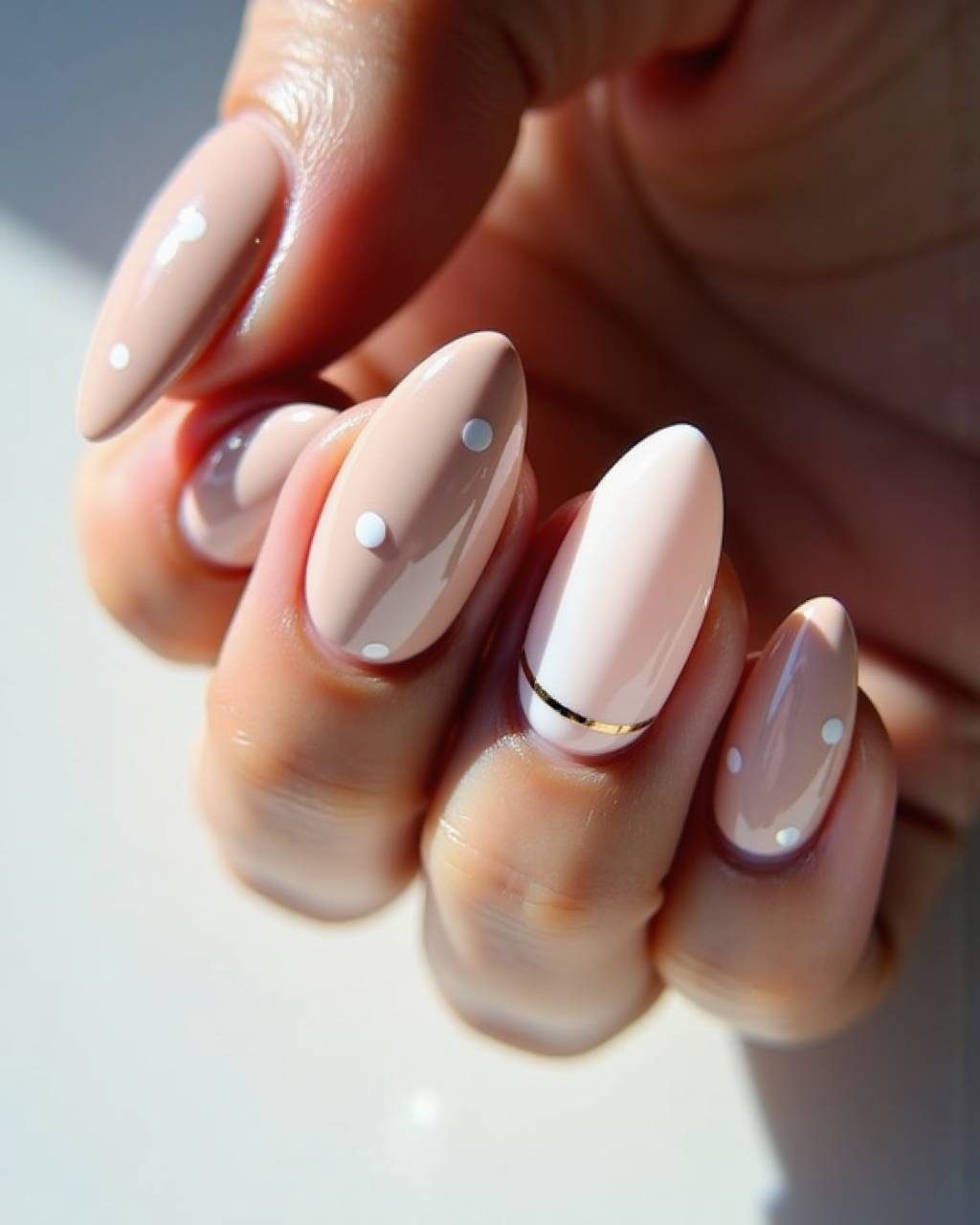 Almond minimalist nail design by Amara Okafor