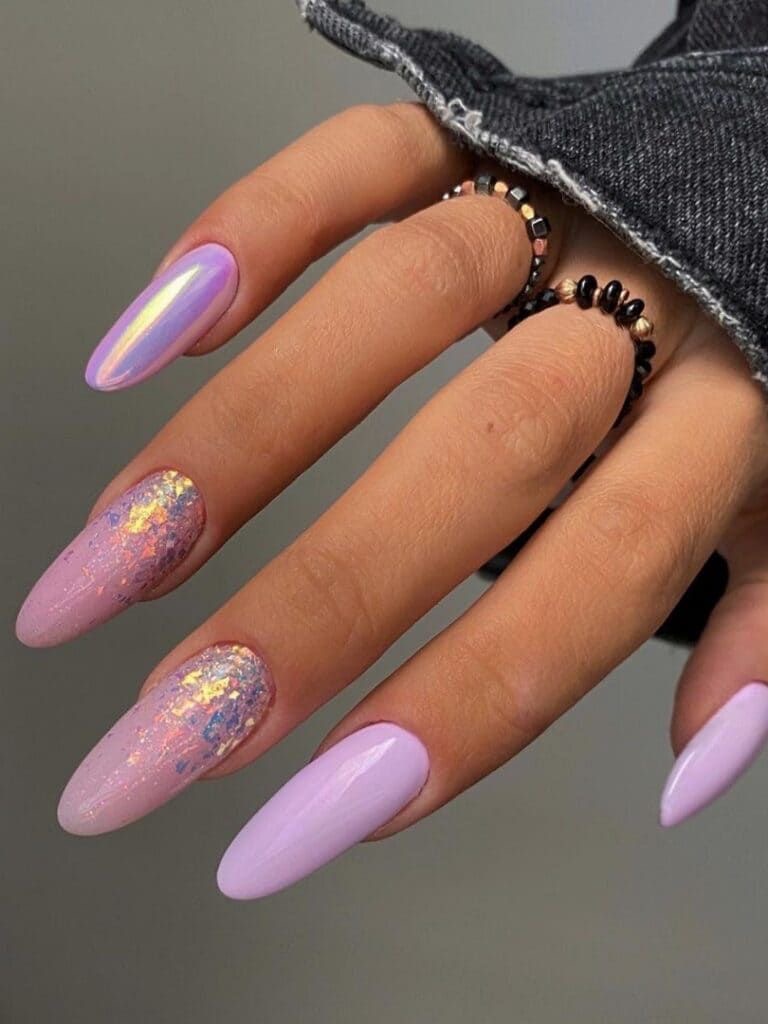 Square chrome French nail design by Elena Rostova