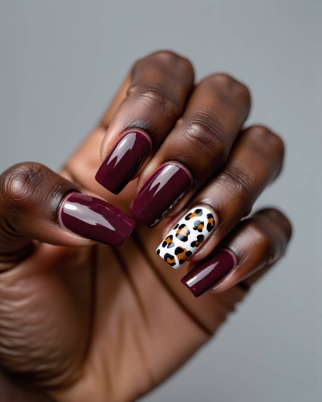 Squoval animal print nail design by Elena Rostova