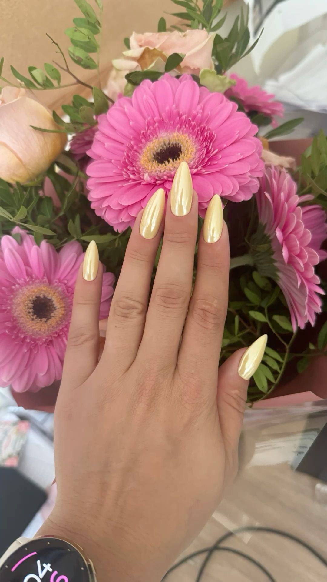 Square floral nail design by Eliza Rose