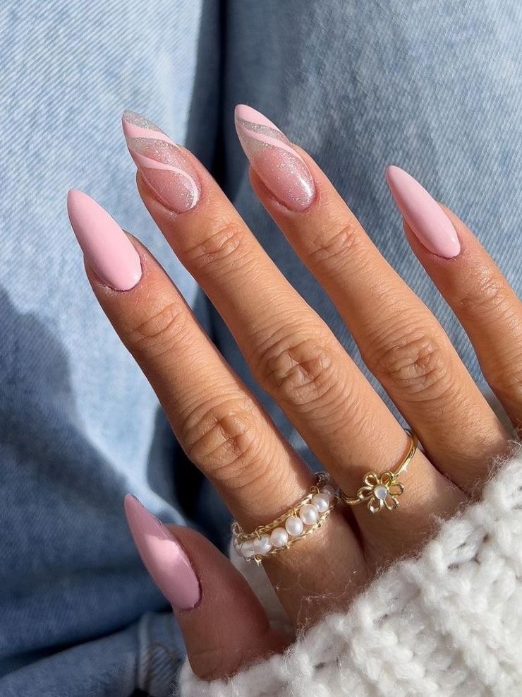 Oval floral nail design by Olivia Rae
