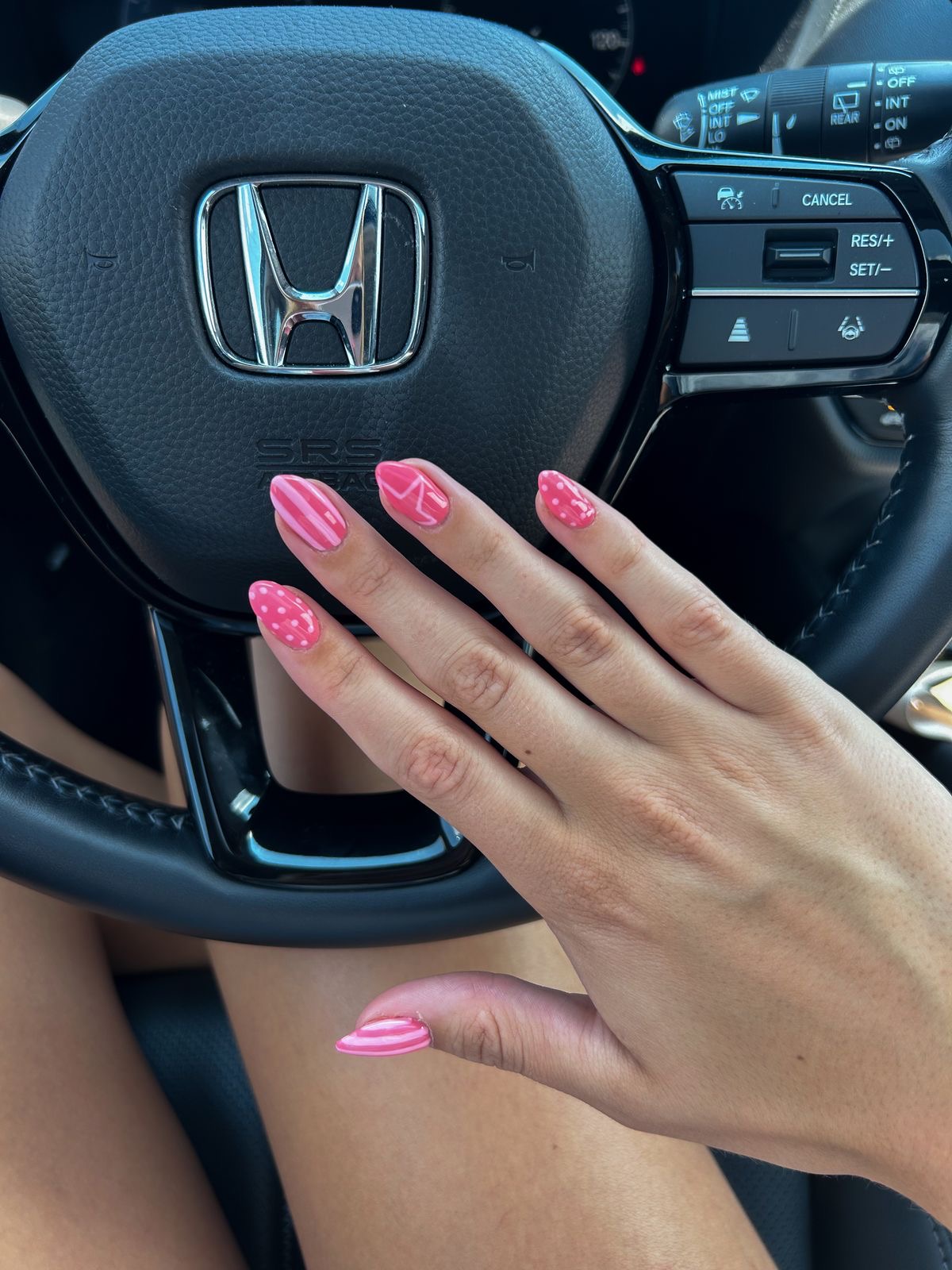 Oval chrome French nail design by Olivia Rae