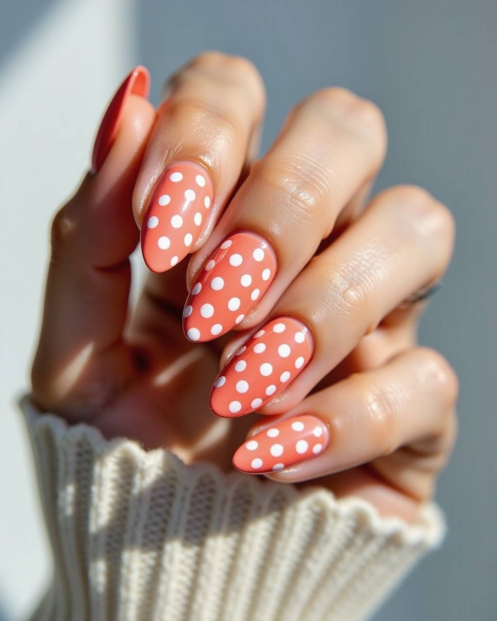 Almond geometric nail design by Chloe Park