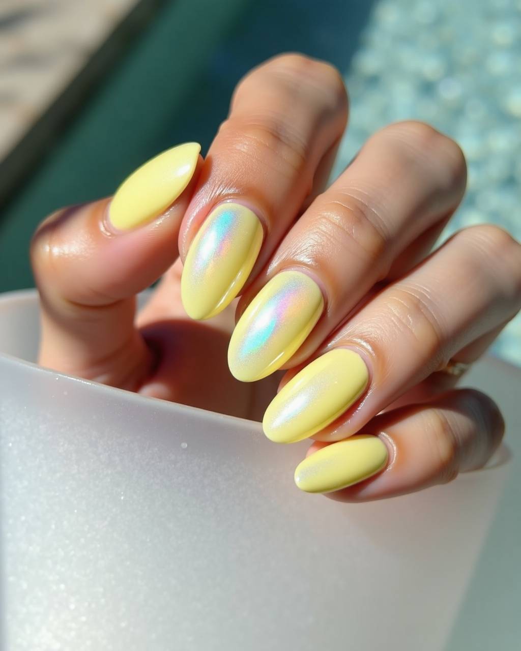 Oval glazed nail design by Chloe Park