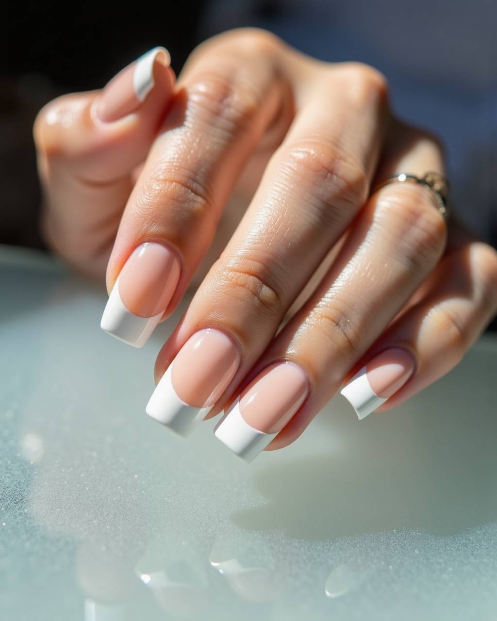 Squoval French nail design by Chloe Park