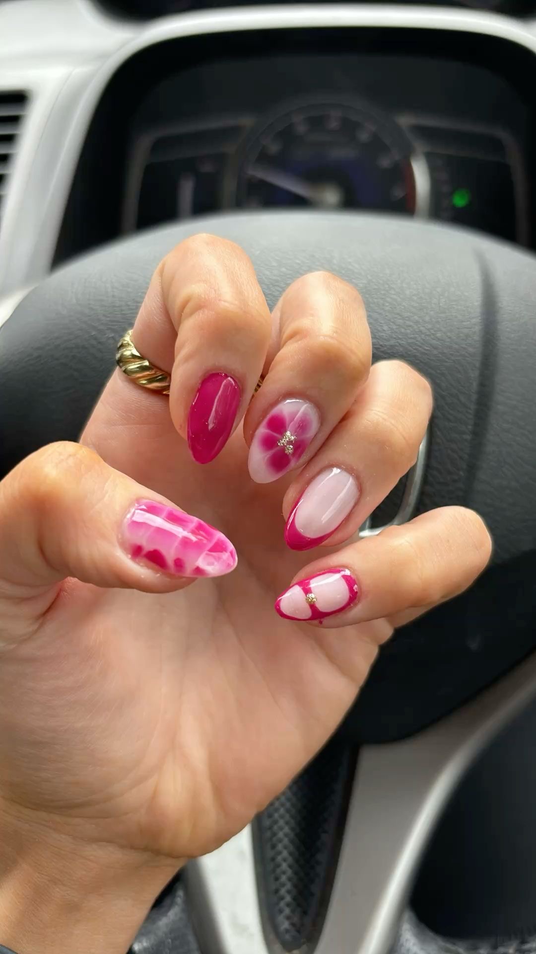 Square rhinestone nail design by Victoria Grace