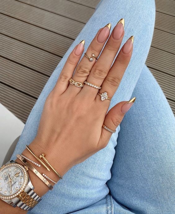 Stiletto chrome French nail design by Victoria Grace