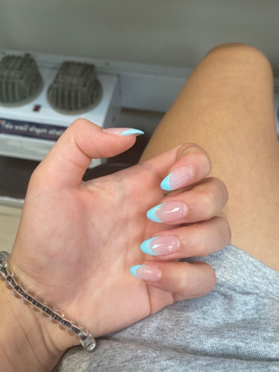 Almond chrome French nail design by Victoria Grace