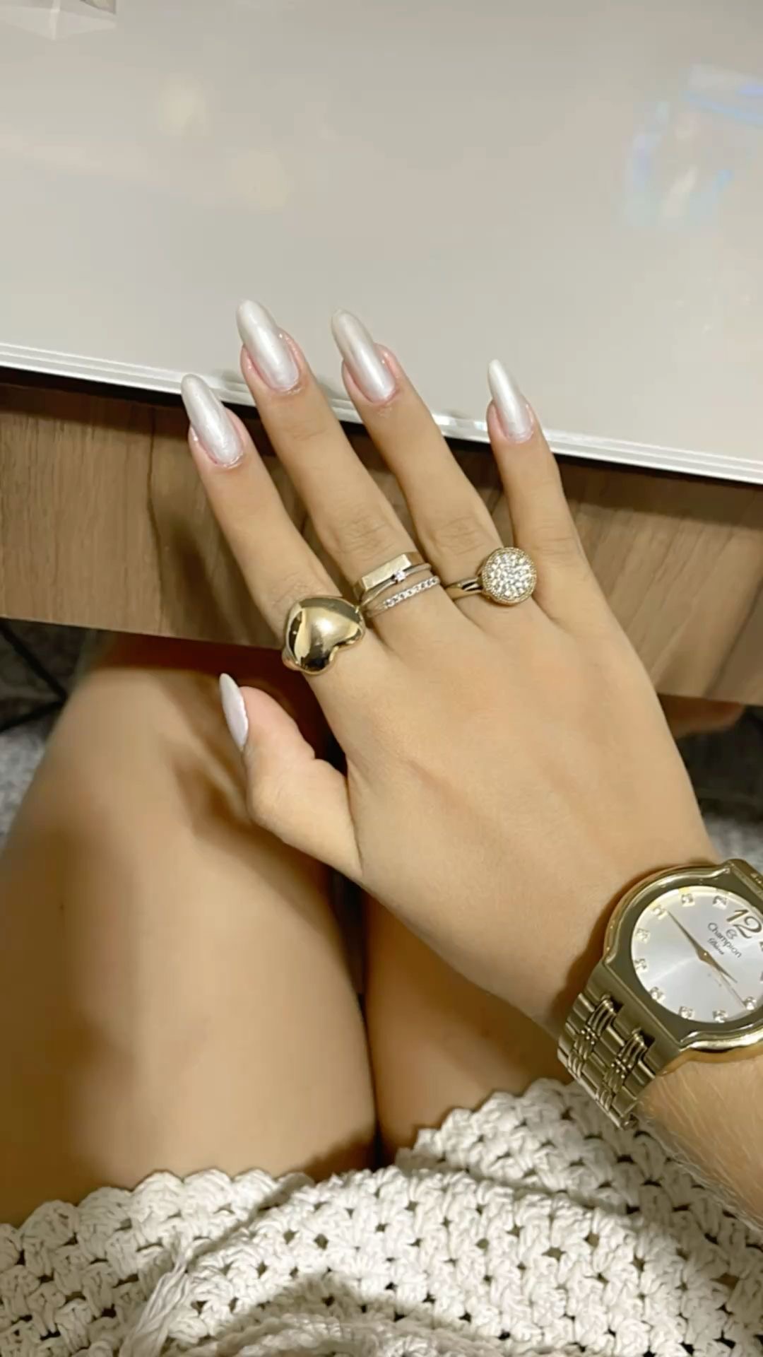Squoval rhinestone nail design by Freya Hansen