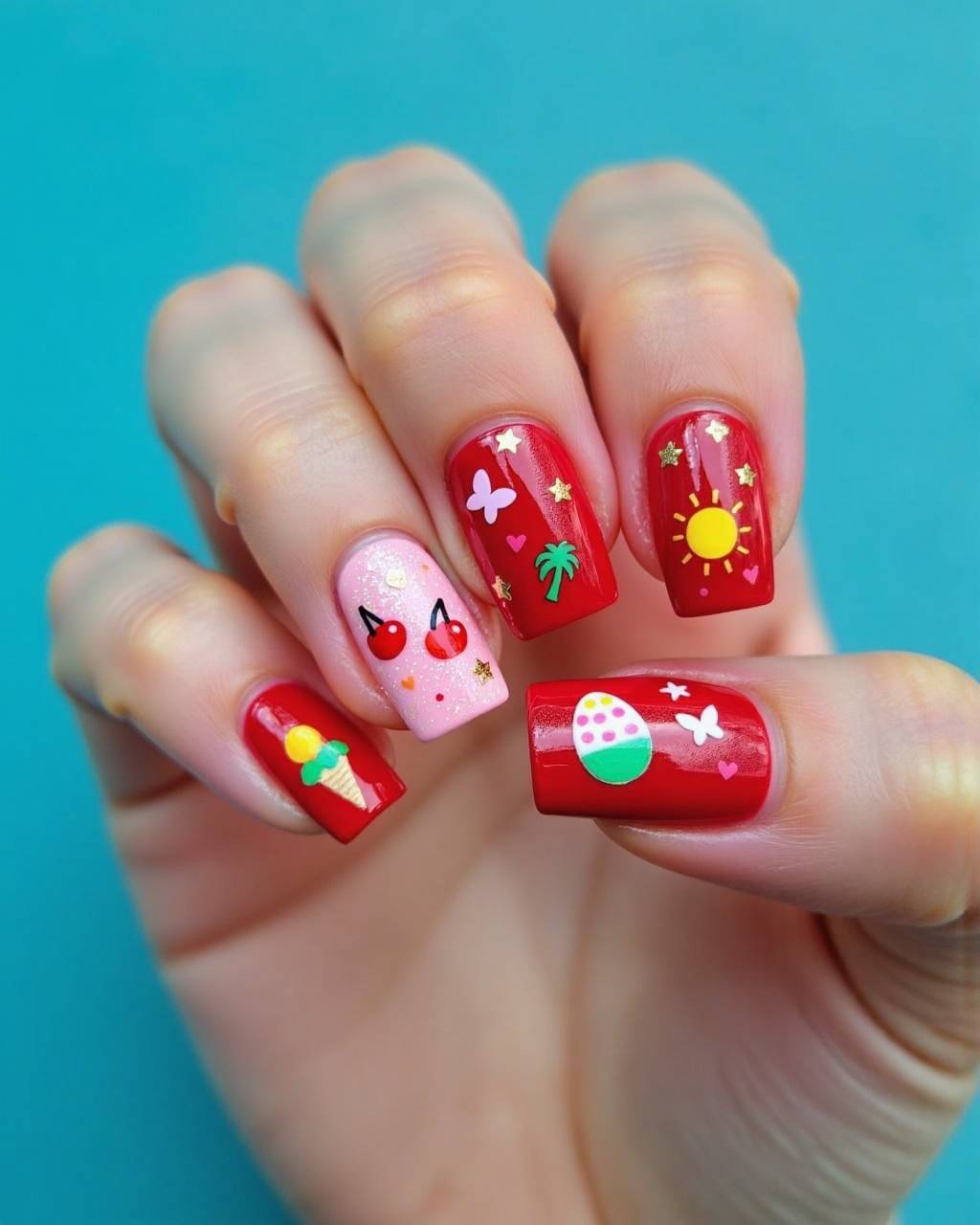 Square art nail design by Freya Hansen