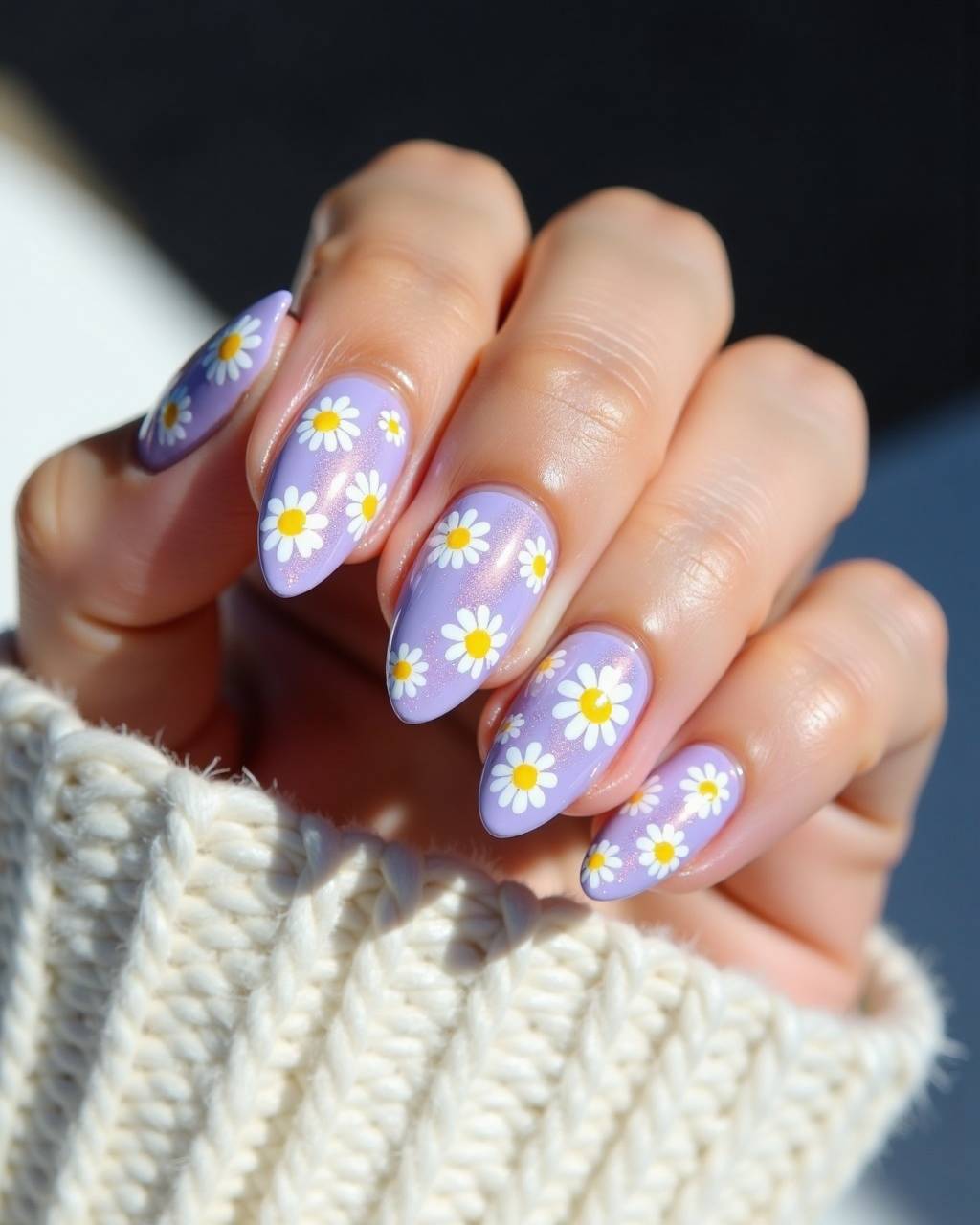 Almond floral nail design by Gigi Moreno