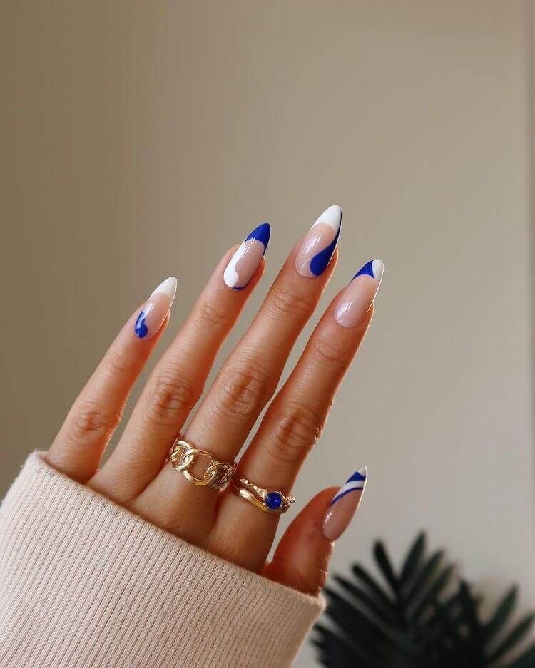 Almond abstract nail design by Layla Grace