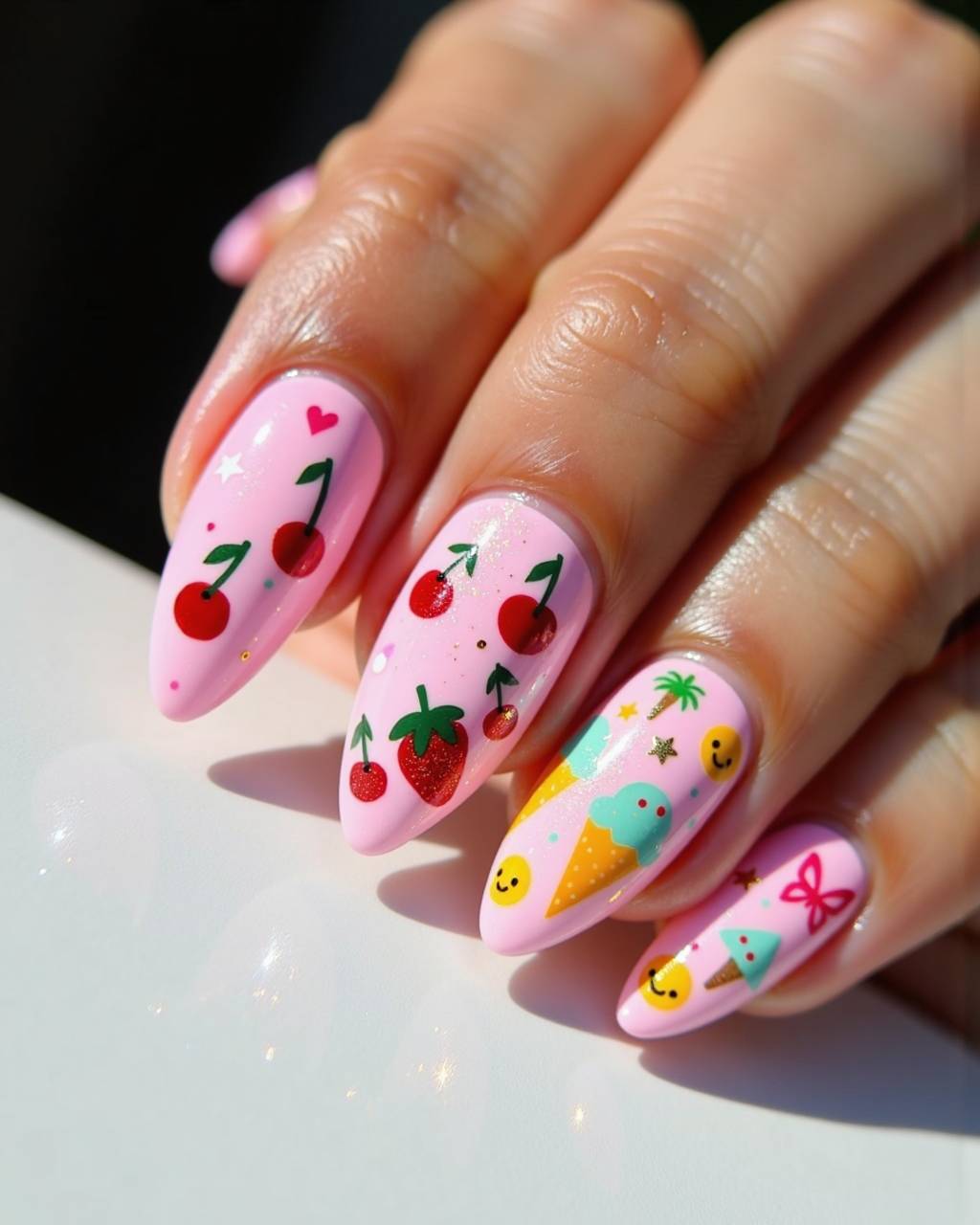Almond art nail design by Luna Carter