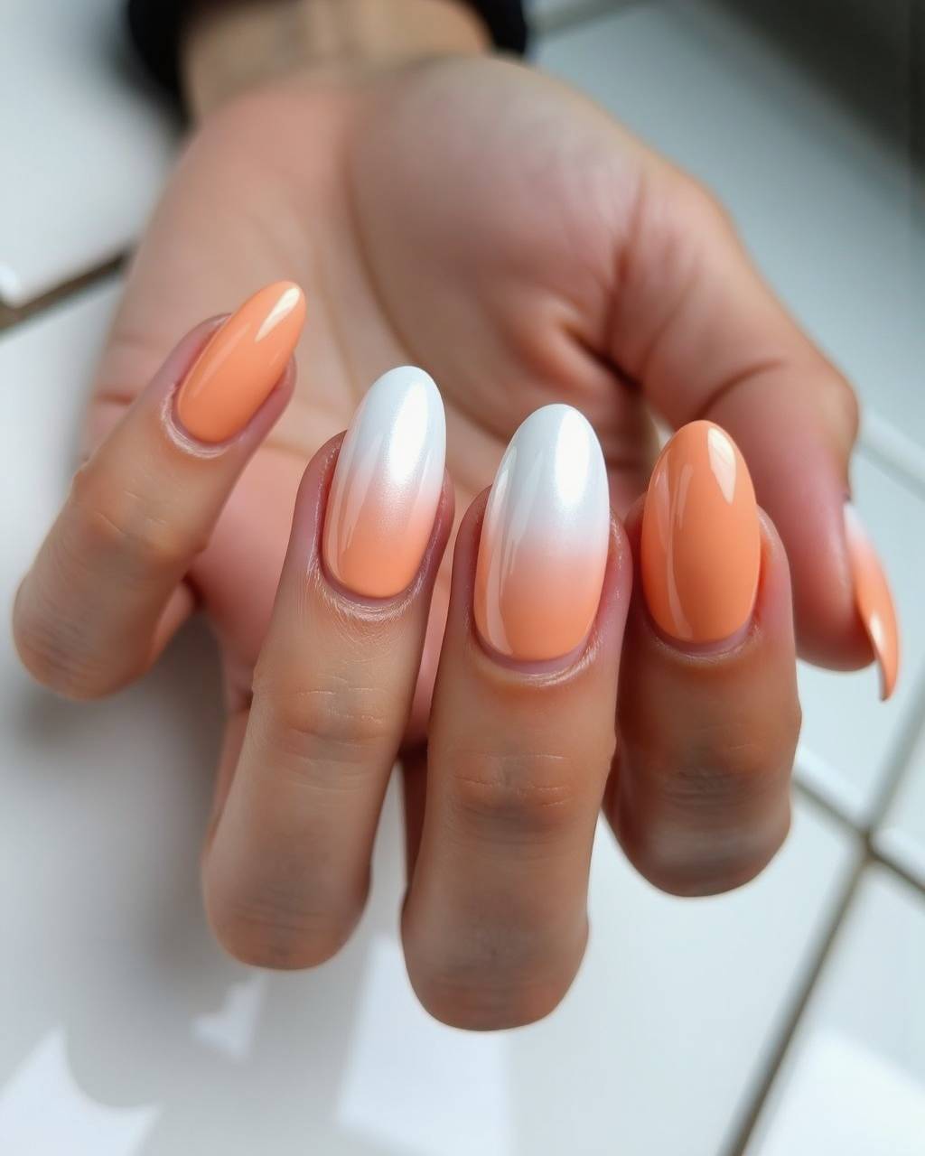 Oval ombre nail design by Luna Carter