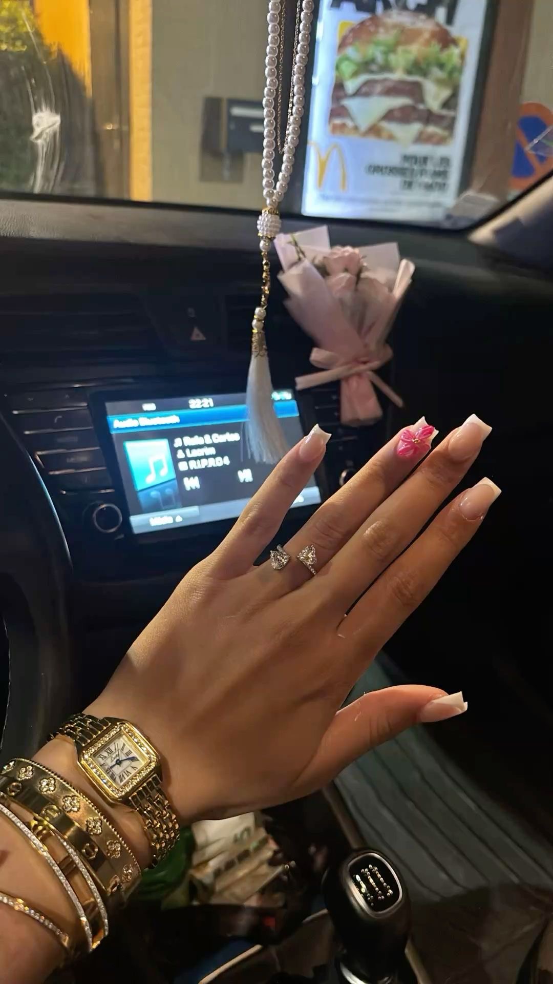 Squoval floral nail design by Luna Carter