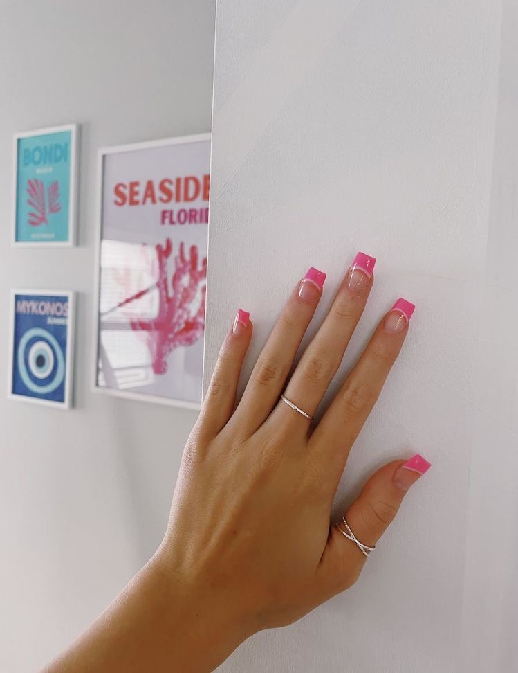 Oval glitter French nail design by Serena Grace
