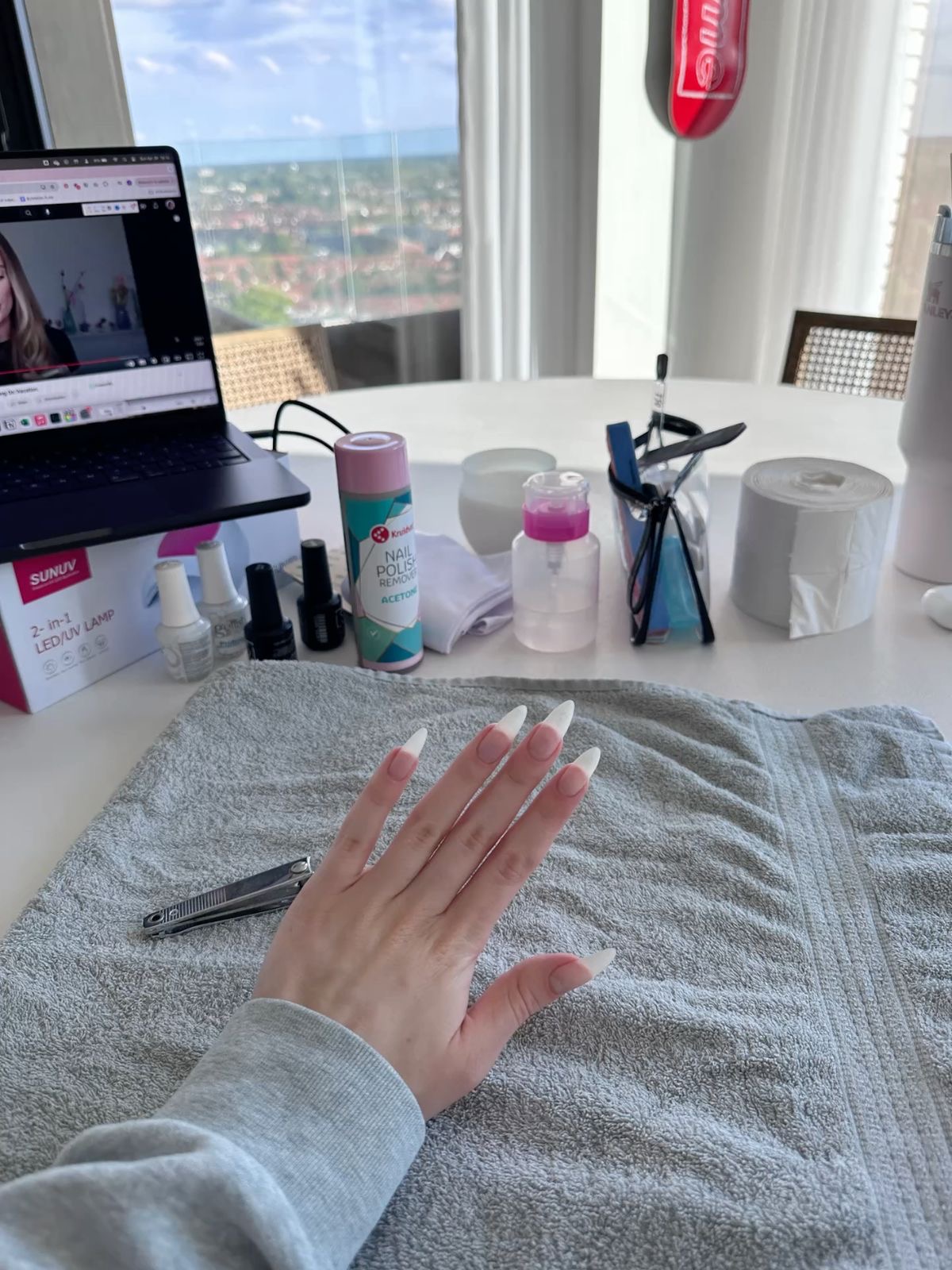Almond glitter French nail design by Lucy Belle