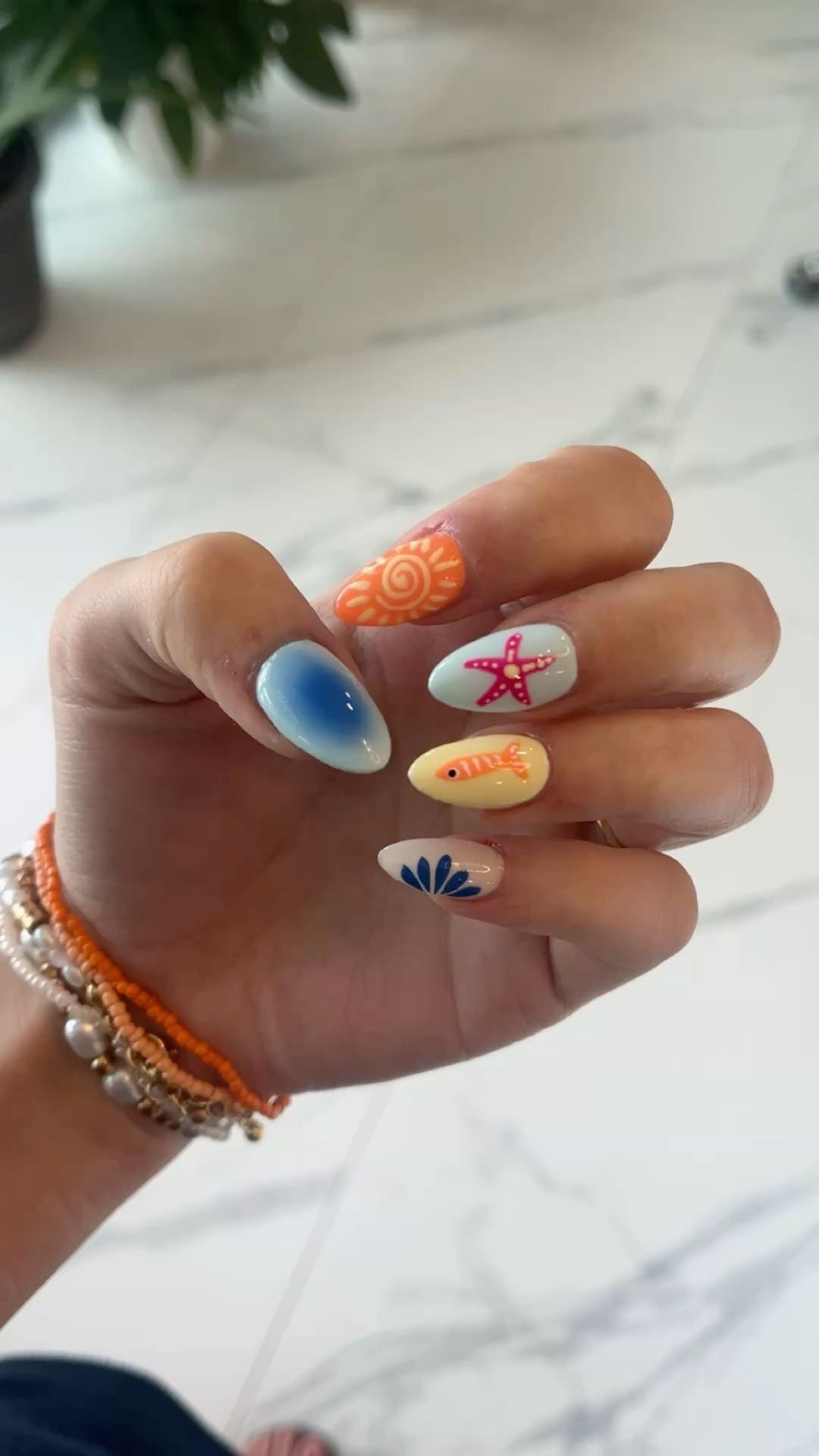 Oval line art nail design by Stella Rose