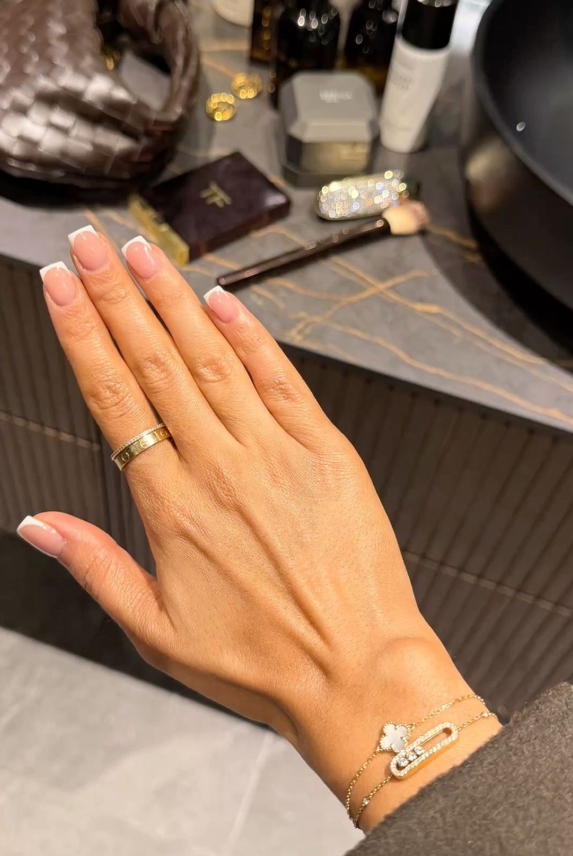 Almond French nail design by Stella Rose