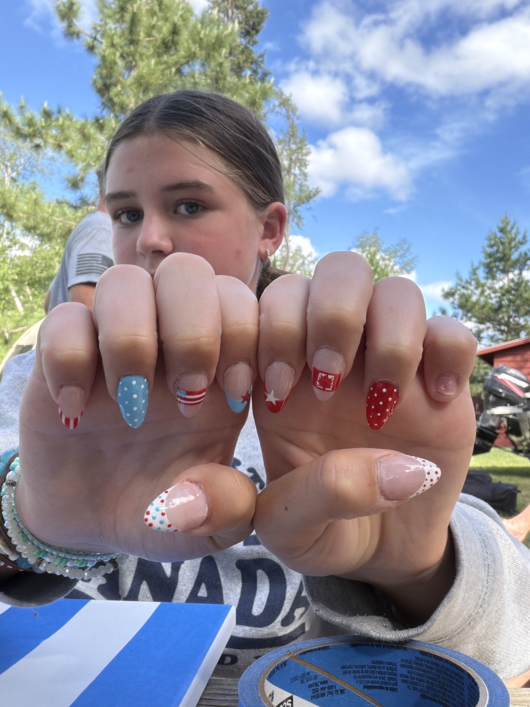 Nails my sister did when I was in Canada for Fourth of July!!