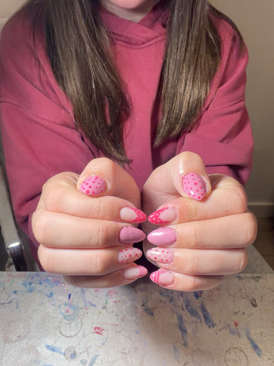 My nails I did for a dig pink volleyball game! 🎗️