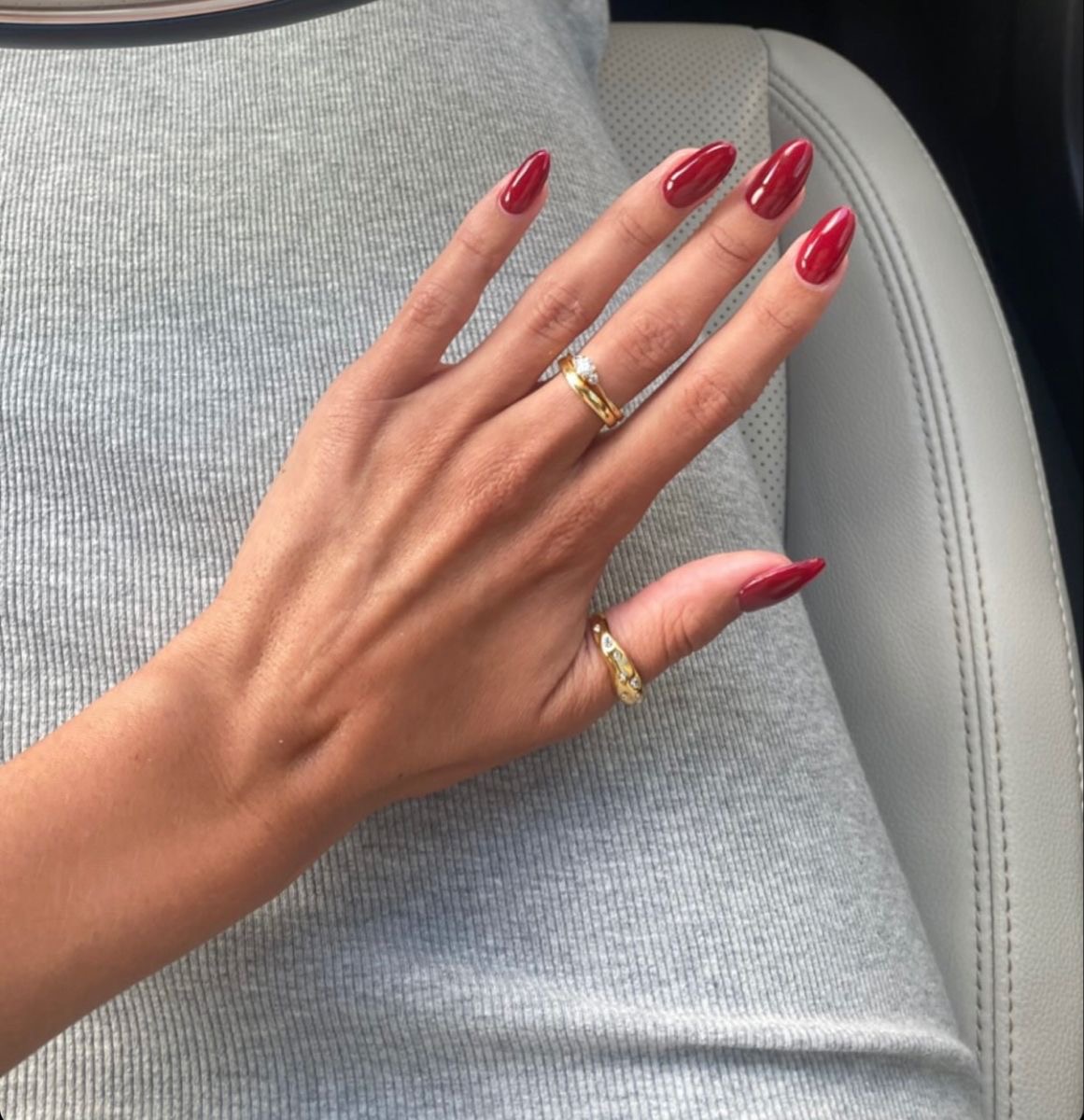 Square chrome French nail design by Leah Quinn