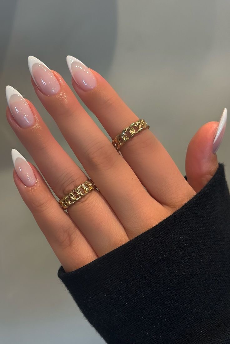 Squoval glitter French nail design by Mae Sullivan