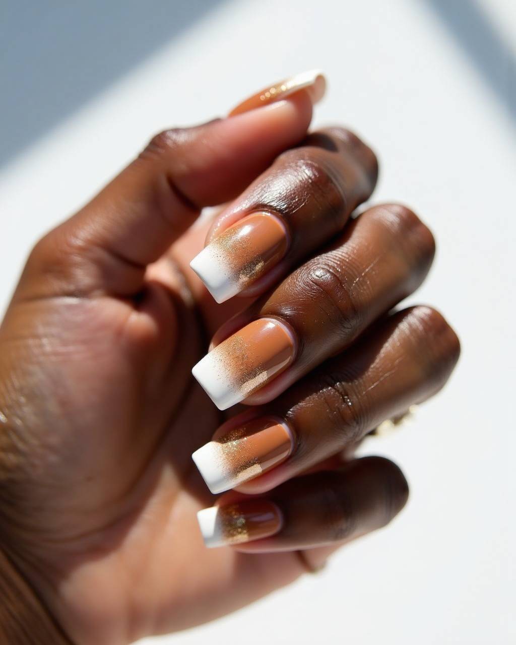 Square ombre nail design by Mae Sullivan