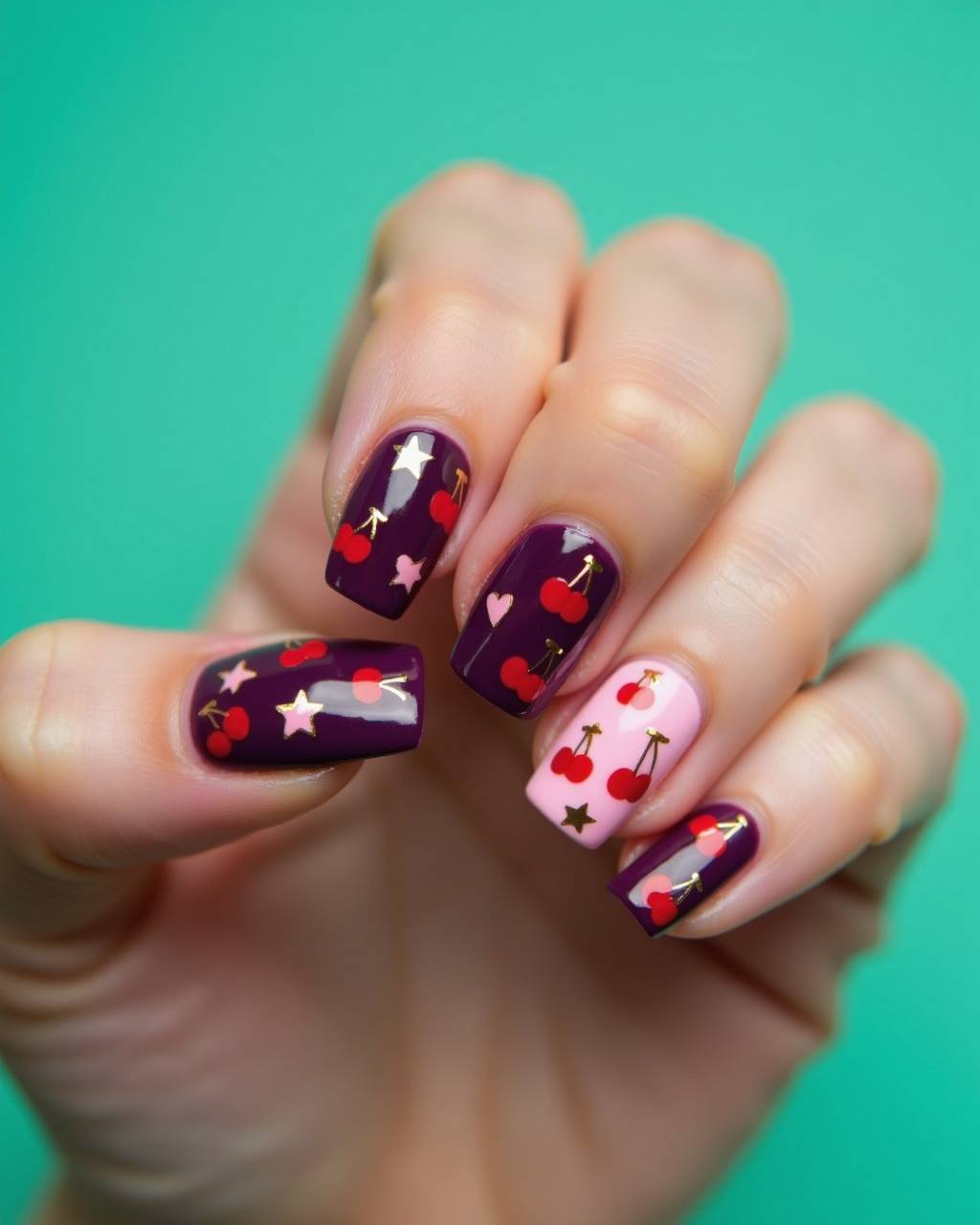 Squoval art nail design by Mae Sullivan