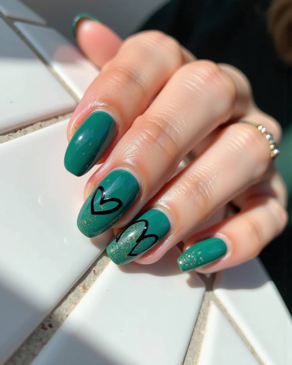 Oval line art nail design by Mae Sullivan