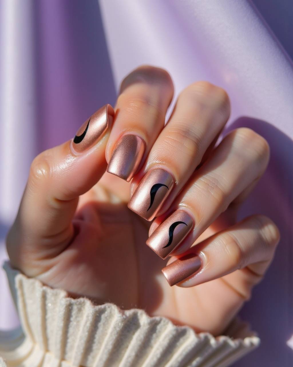 Squoval line art nail design by Mae Sullivan