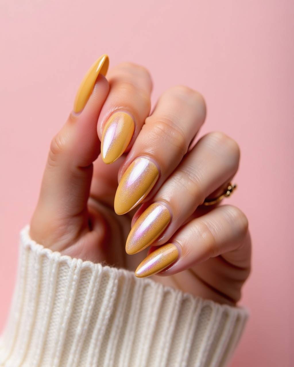 Almond glazed nail design by Zoe Tanaka