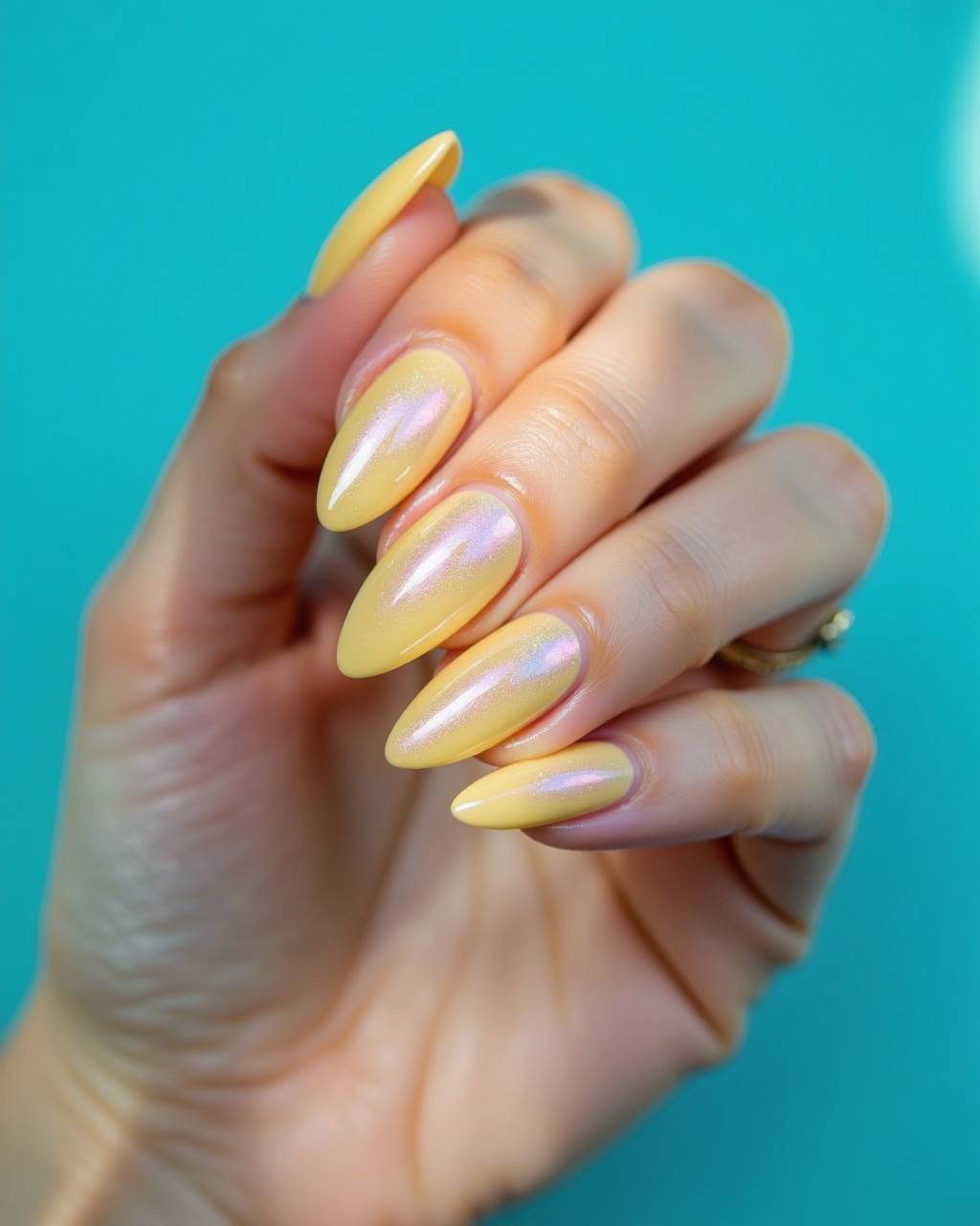 Almond glazed nail design by Zoe Tanaka