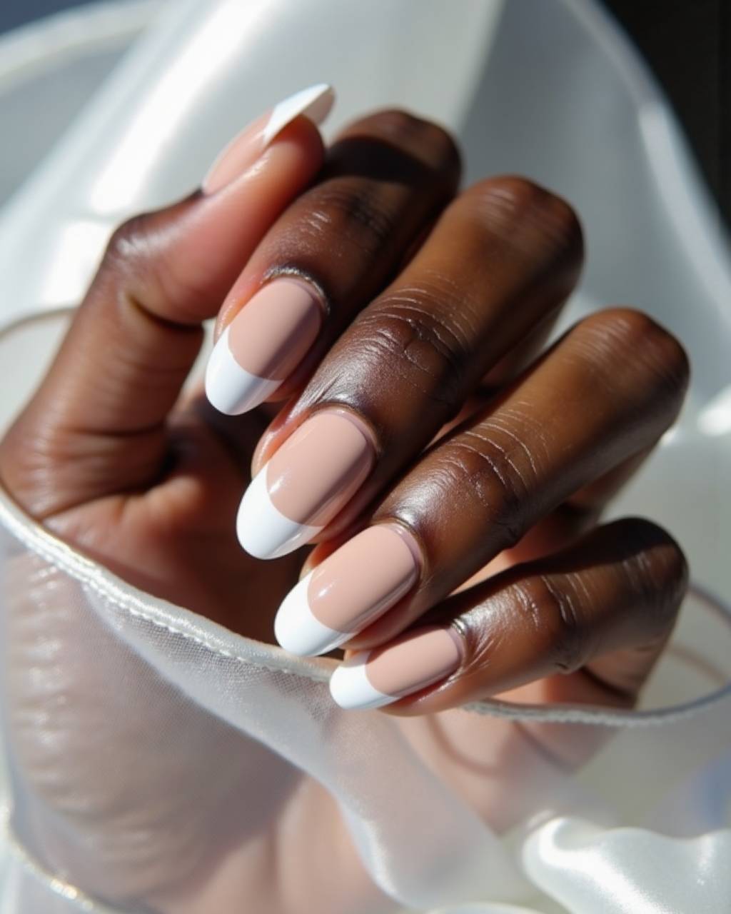 Oval French nail design by Zoe Tanaka