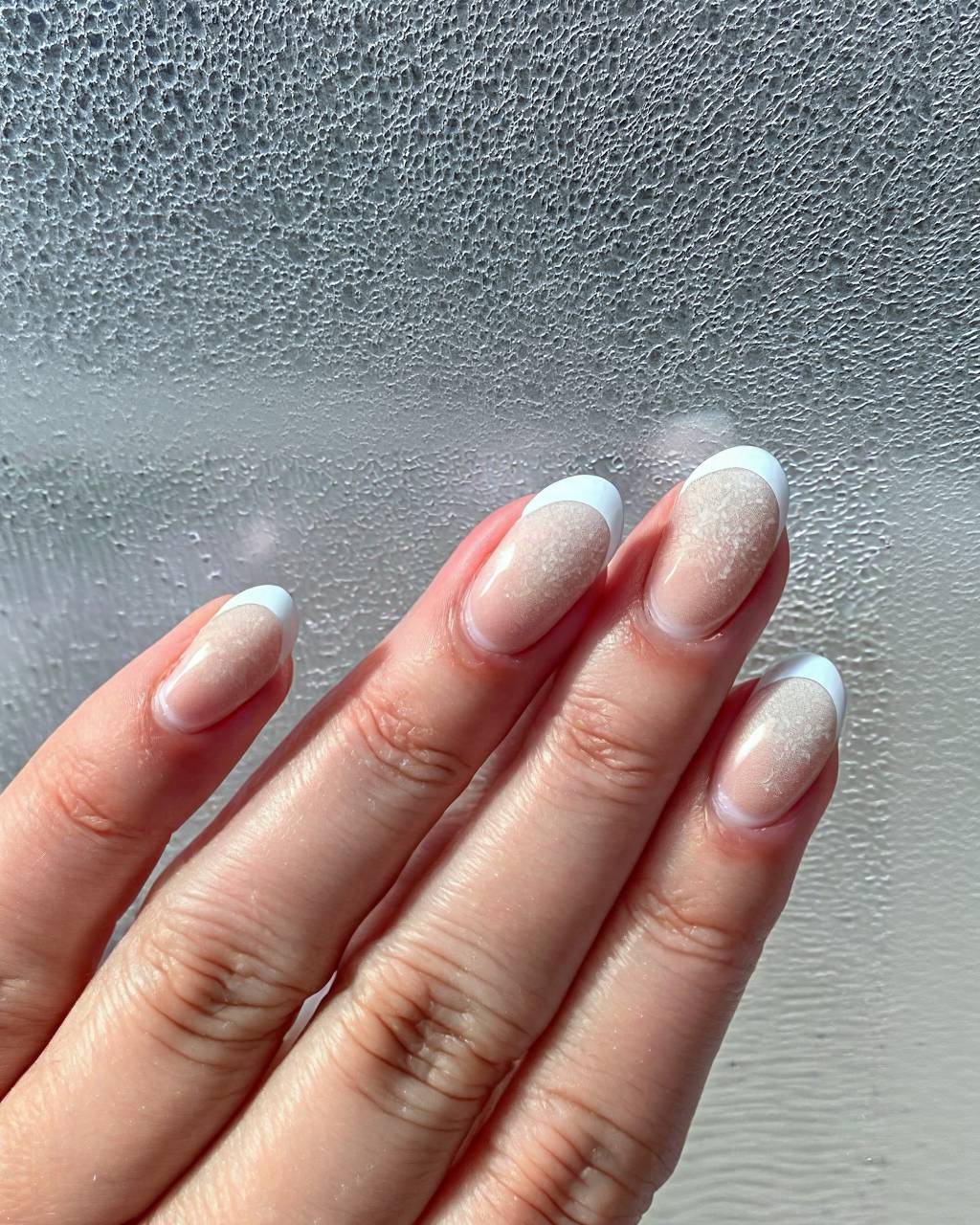 Squoval French nail design by Ava Bennett