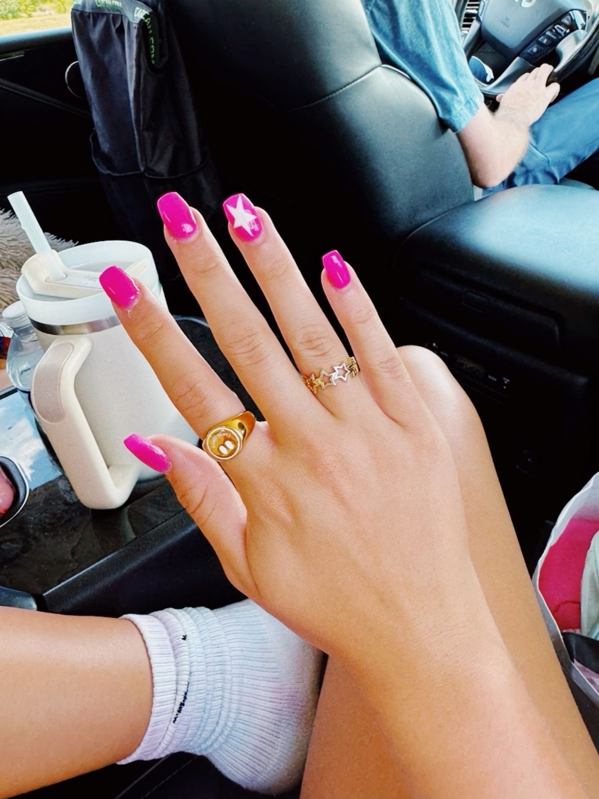 Almond glitter French nail design by Ava Bennett