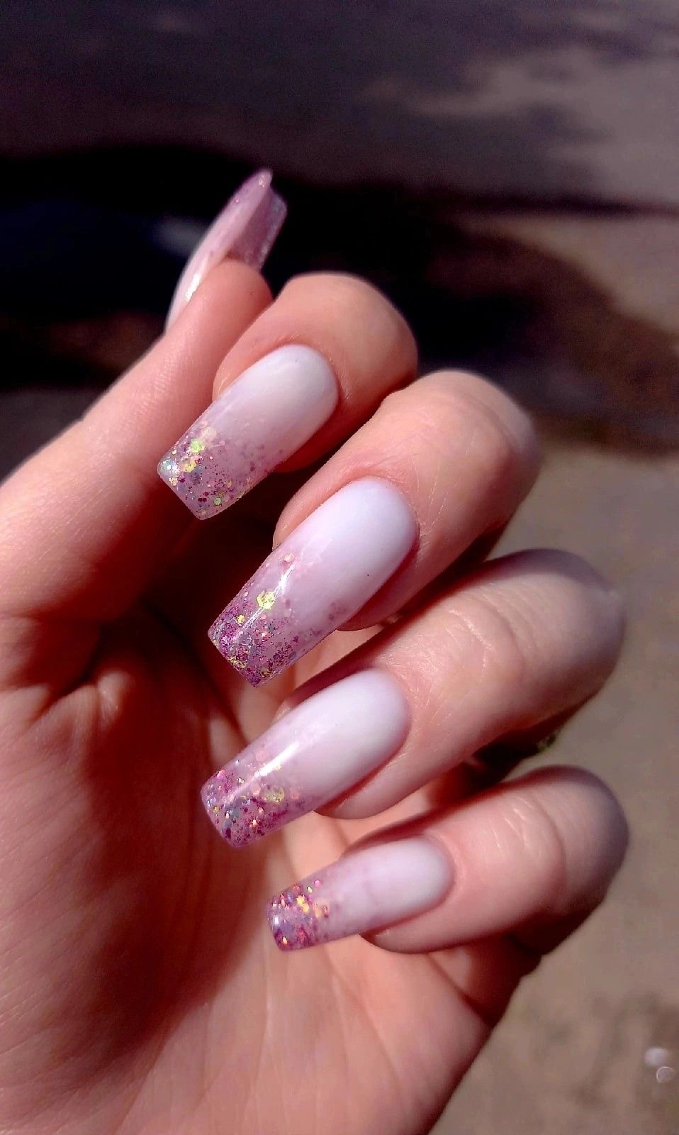 Squoval glitter French nail design by Valentina Hart