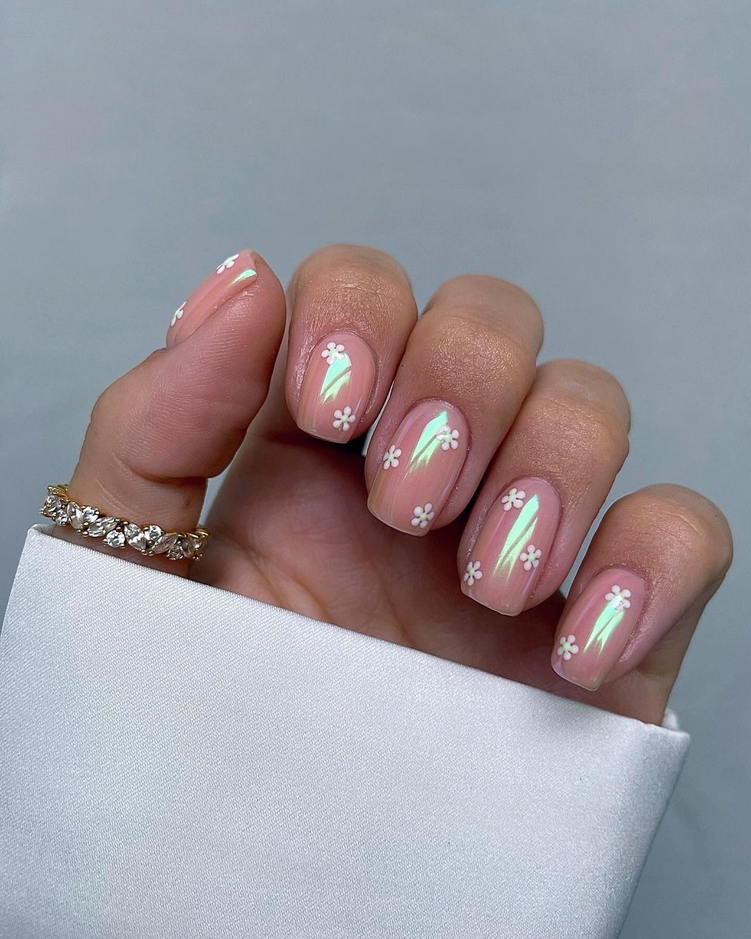 Squoval glitter French nail design by Valentina Hart