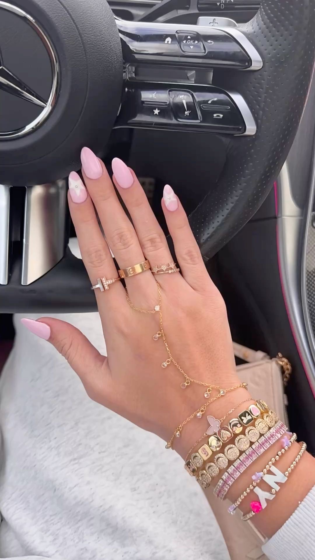 Almond geometric nail design by Autumn Bloom